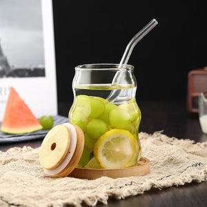 Ribbed & Round Glass Sipper
